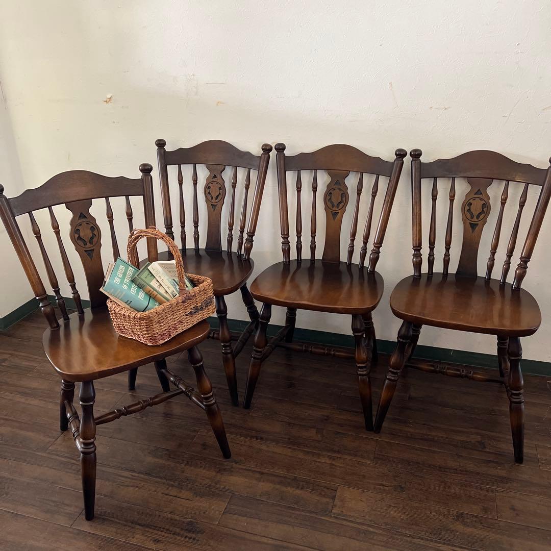 k788 飛騨産業 キツツキ ウィンザーチェア 4脚セット 和製ヴィンテージ