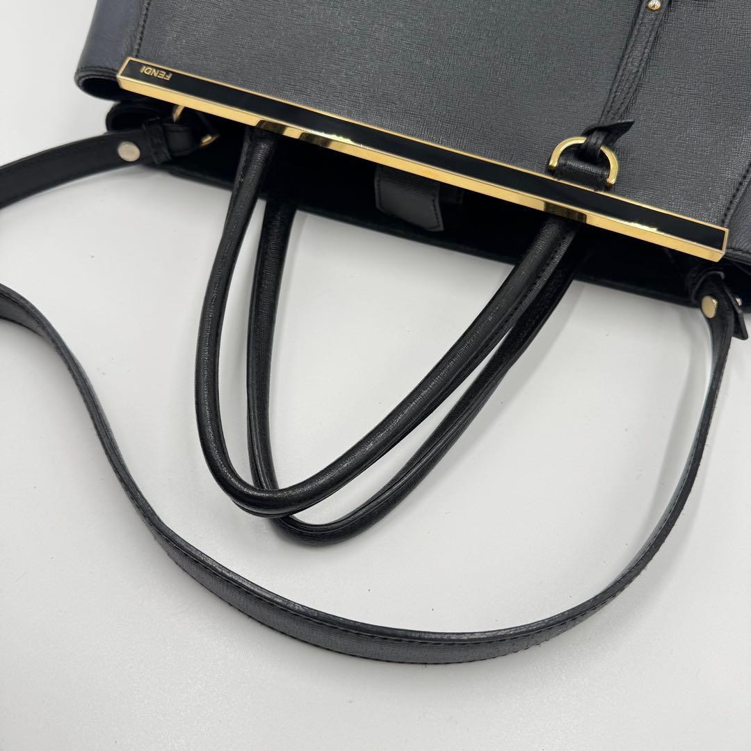 フェンディ トゥージュール レザー トート ショルダーバッグ ビジネスバッグ 黒