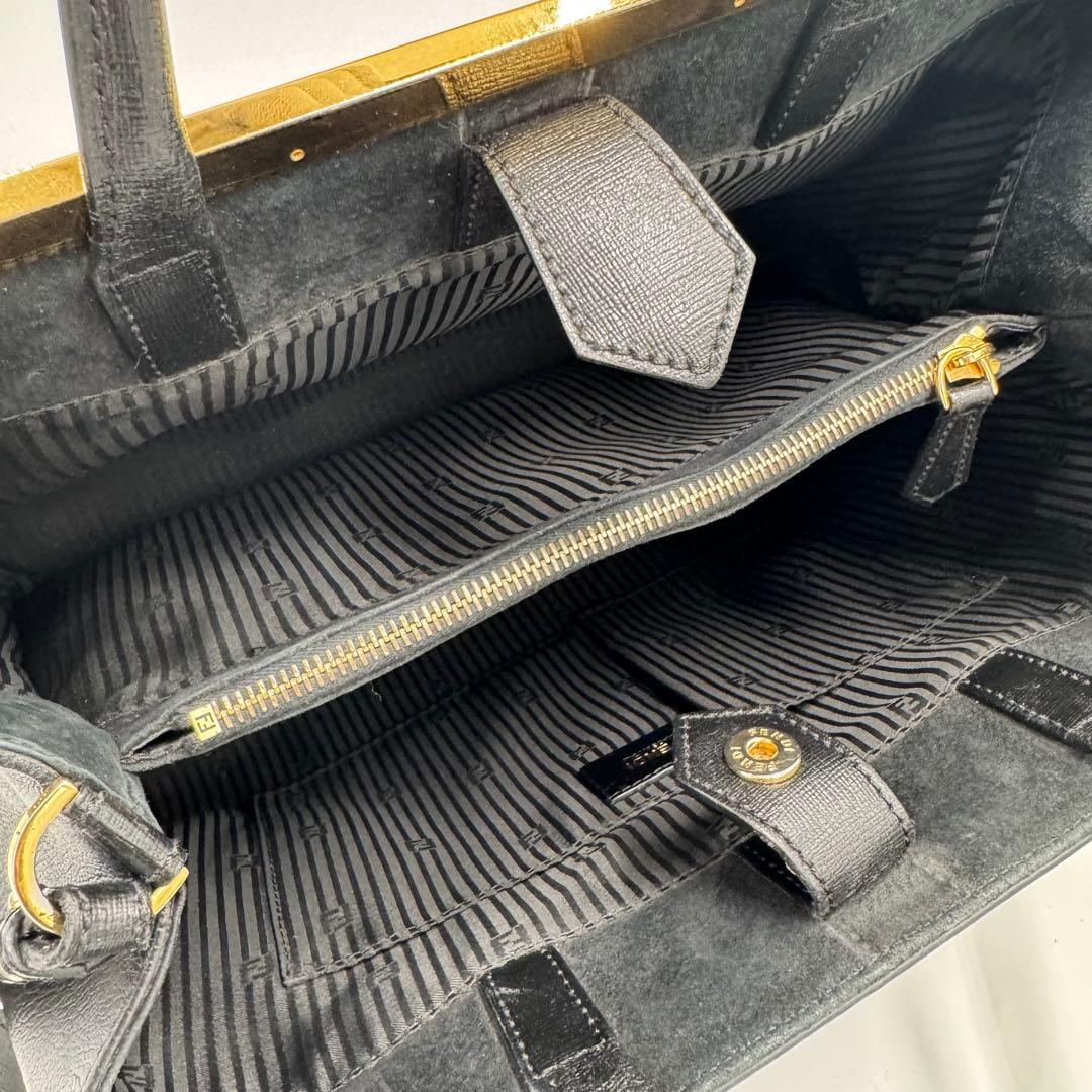 フェンディ トゥージュール レザー トート ショルダーバッグ ビジネスバッグ 黒