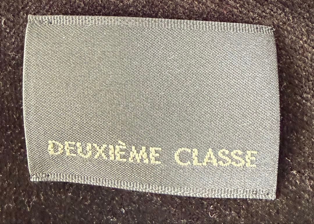 ドゥーズィエムクラス　シルクテープ　ウール混ノーカラージャケット　黒