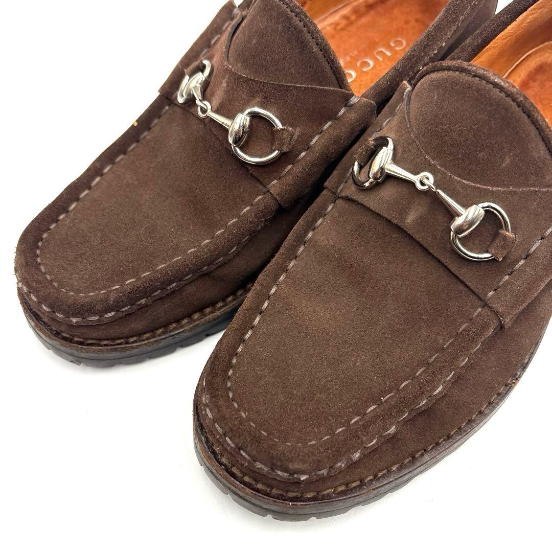 【超美品】GUCCI　23.0cm相当　ローファー　スエード　スエード　ブラウン