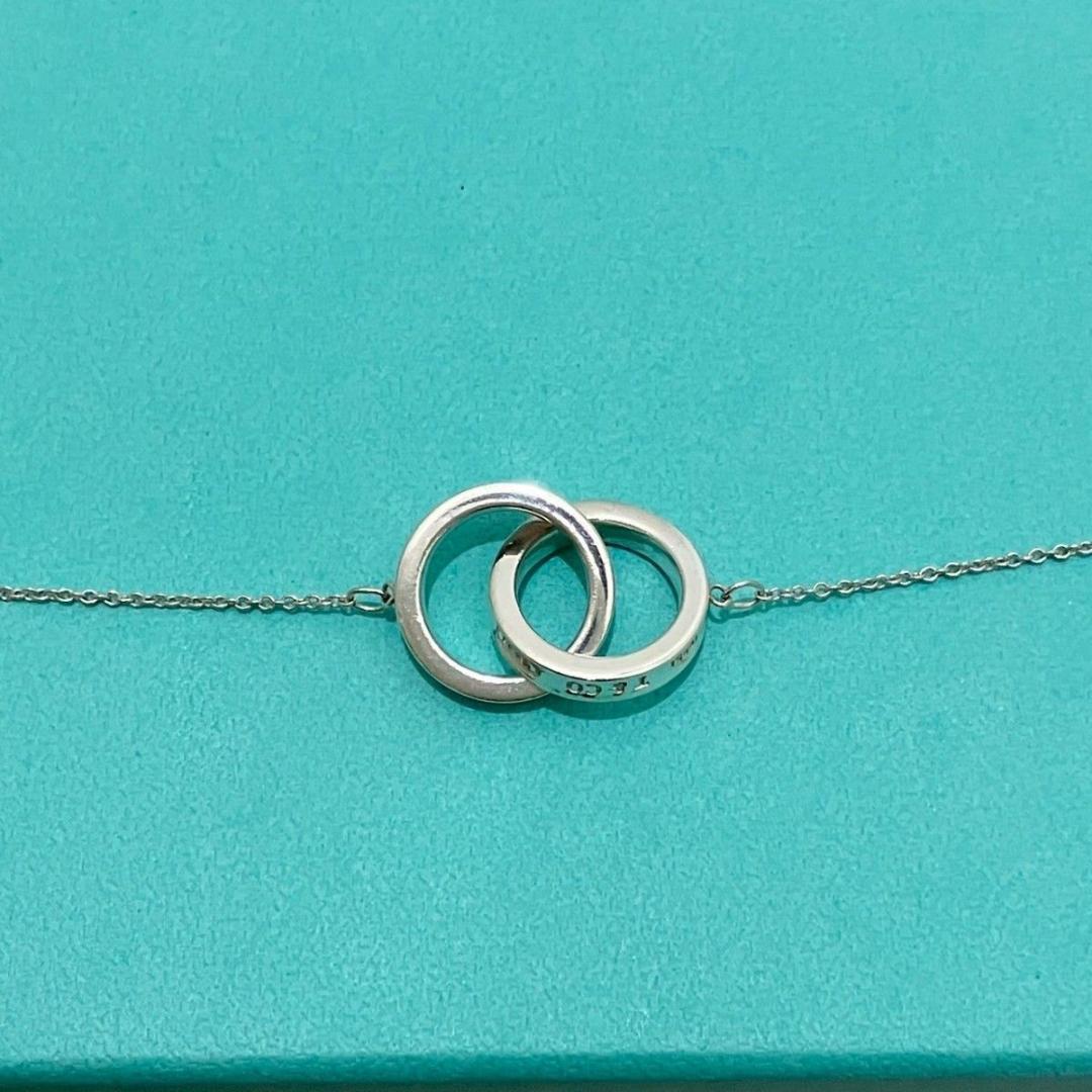 【美品】ティファニー インターロッキング ネックレス　ダブルリング　1837