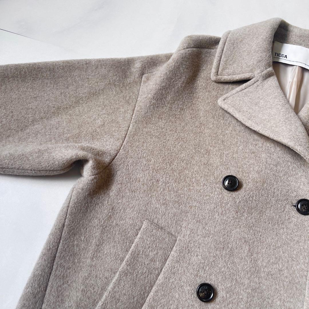 22AW ticca ティッカ ショートピーコート オーバーサイズ ベージュ F