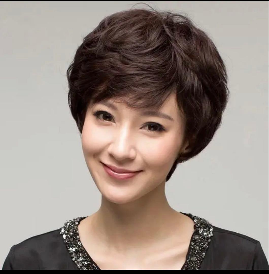 ☆気品人毛100% つむじ部分手植え ショートウィッグN890