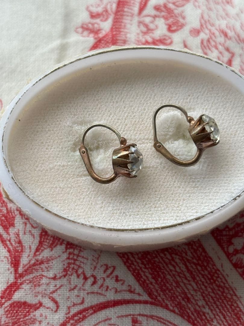 アンティーク ピアス フランスアンティーク ヨーロッパ クリスタル ガラス