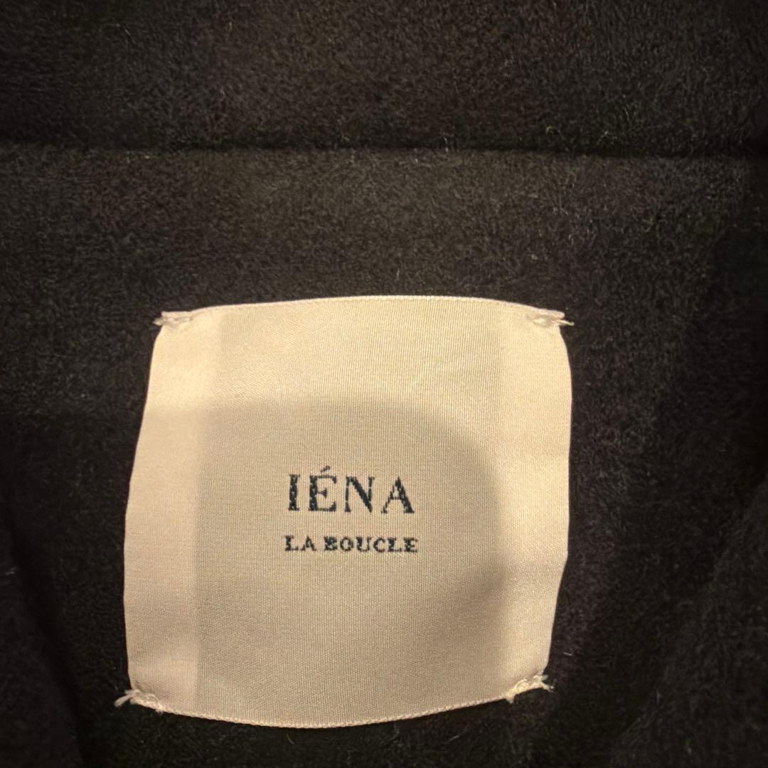IENA LA BOUCLE ハードメルトンスタンドネックコート　BLACK