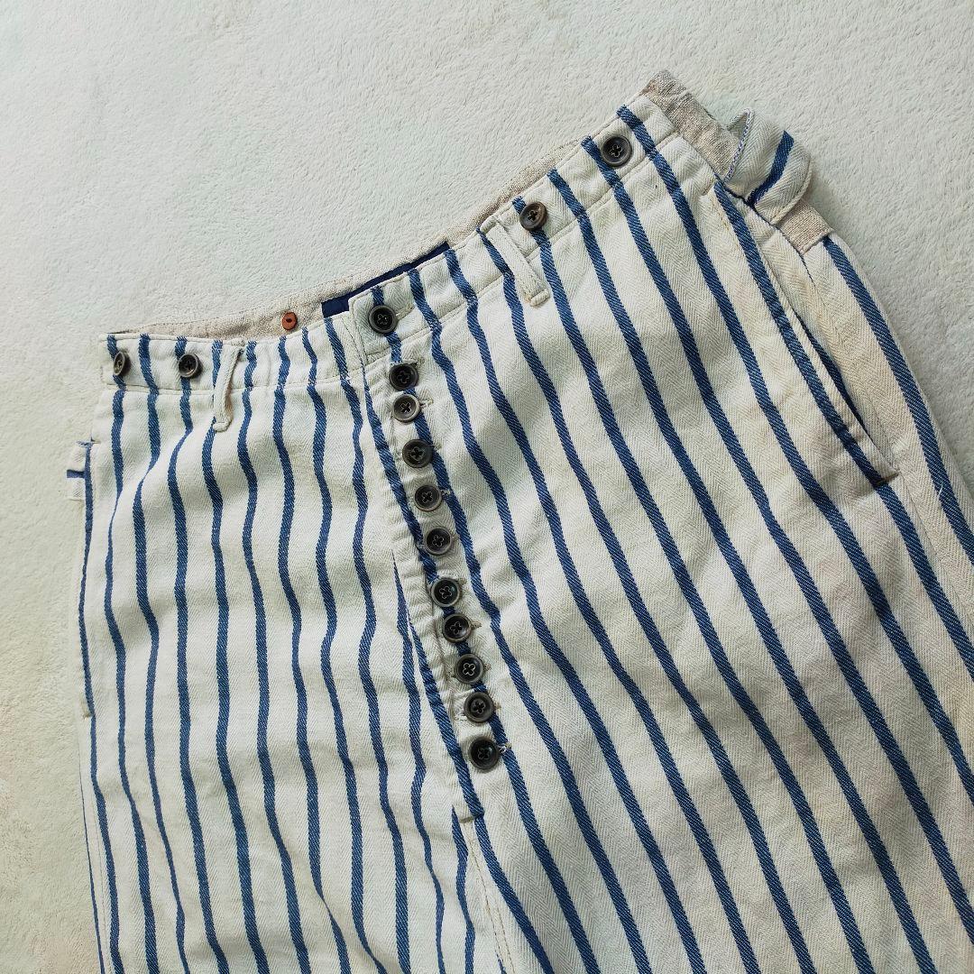 KAPITAL　3サイズ　ヘリンボーン地　ストライプ柄　ピエロパンツ