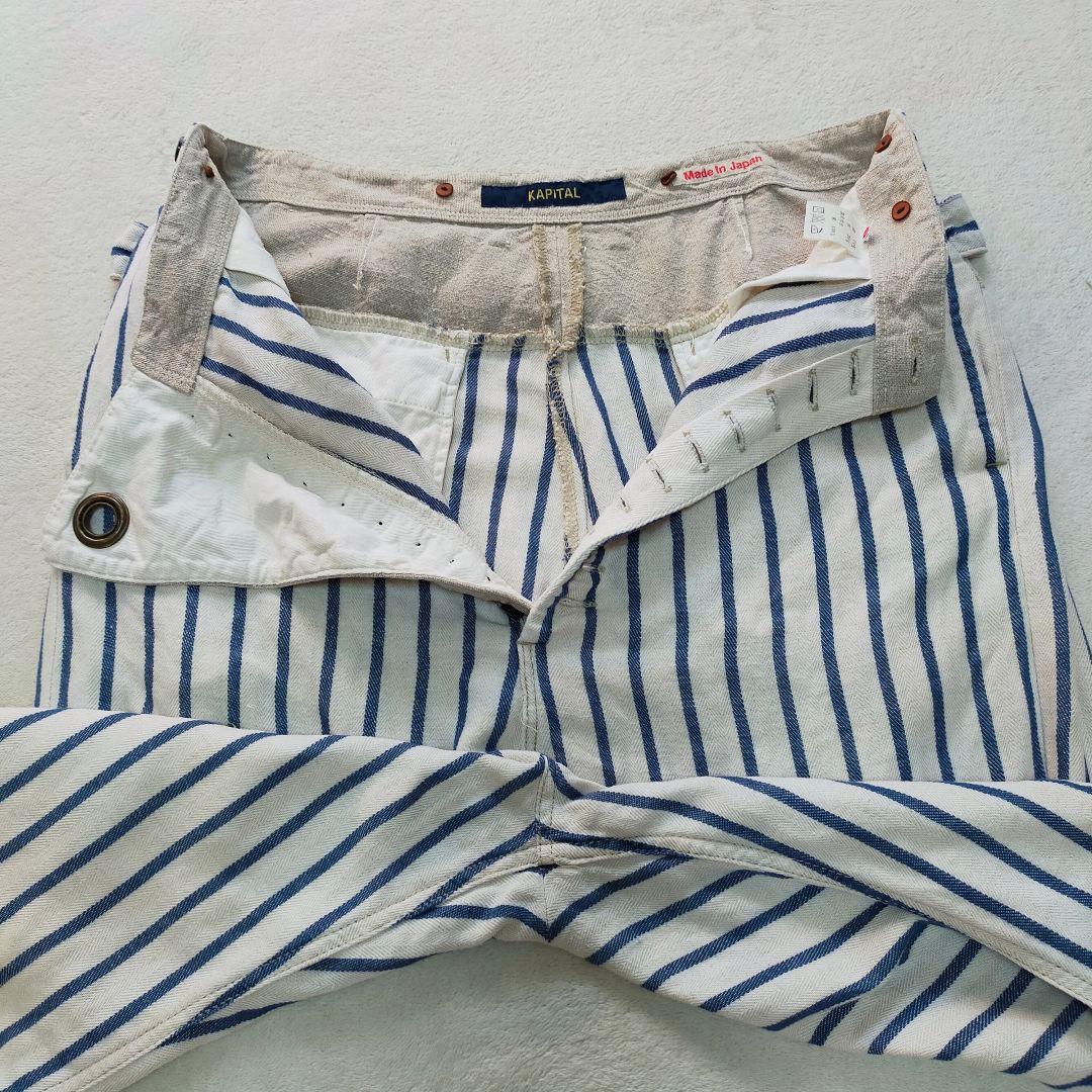 KAPITAL　3サイズ　ヘリンボーン地　ストライプ柄　ピエロパンツ