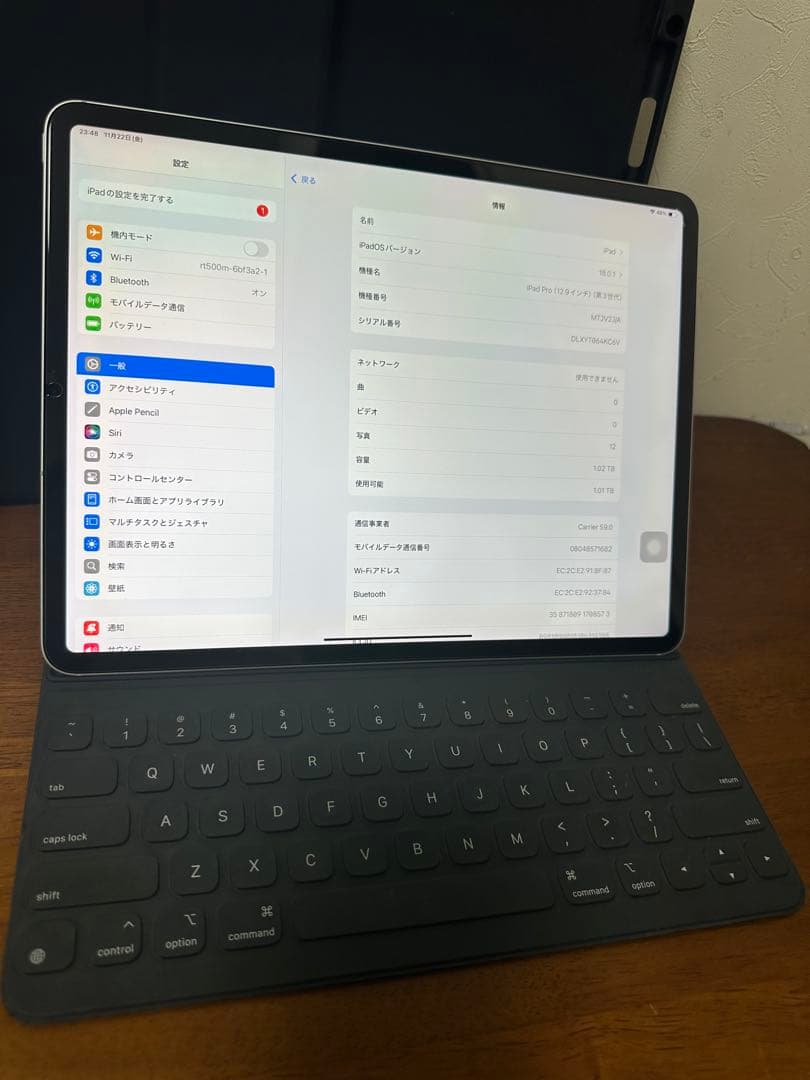 【極美品】ipad pro 12.9 第3世代 1TB Wifi+ SIMフリー