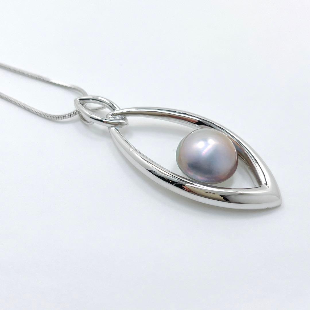 田崎真珠　TASAKI マベパール　ブルー　グレー　ネックレス　ペンダント