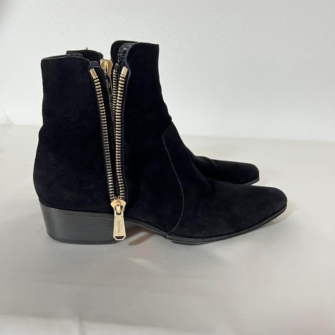 BALMAIN バルマン 41 スエードブーツ サイドジップ 黒 ブラック