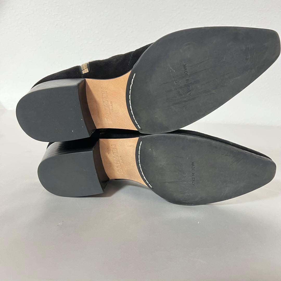 BALMAIN バルマン 41 スエードブーツ サイドジップ 黒 ブラック