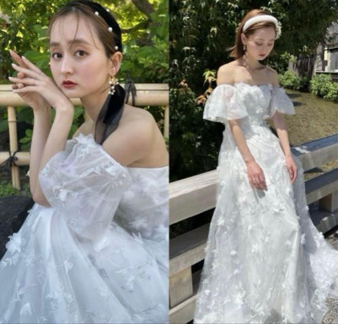 ドレスプロダクション　フラワーレース パフスリーブドレス（W272）