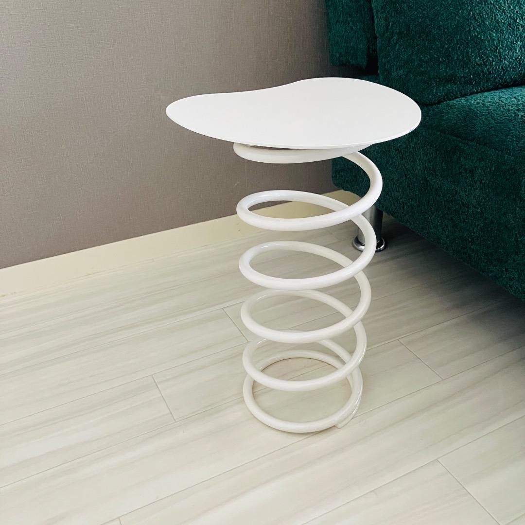 スプリングスツール サイドテーブル ホワイト ポストモダン