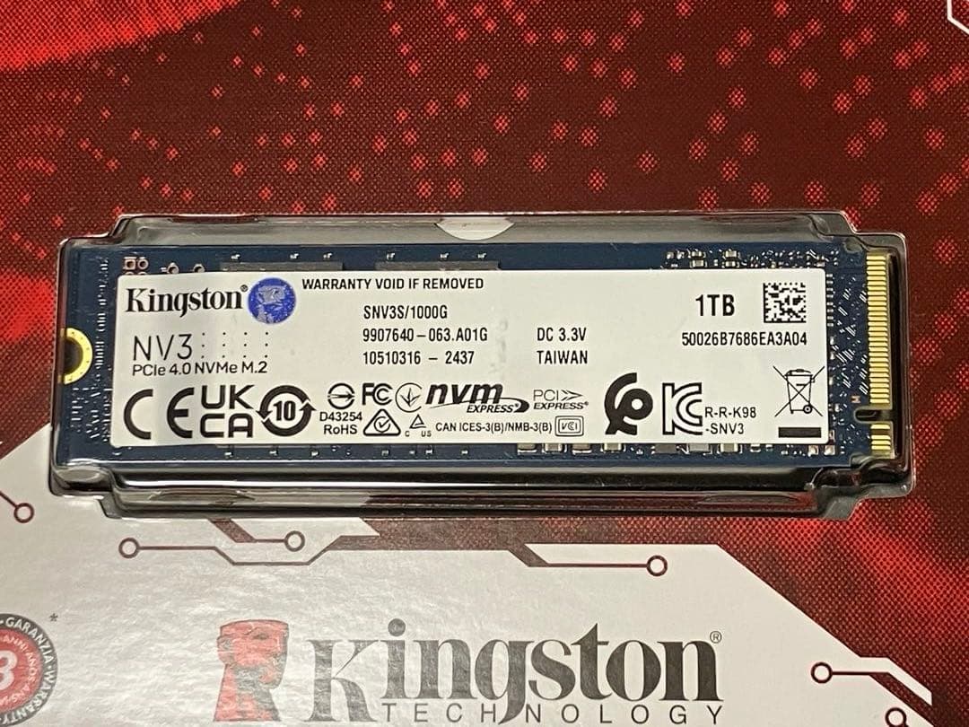 内蔵型SSD Kingston SSD NV3 PCle4.0 NVMe M.2 1TB