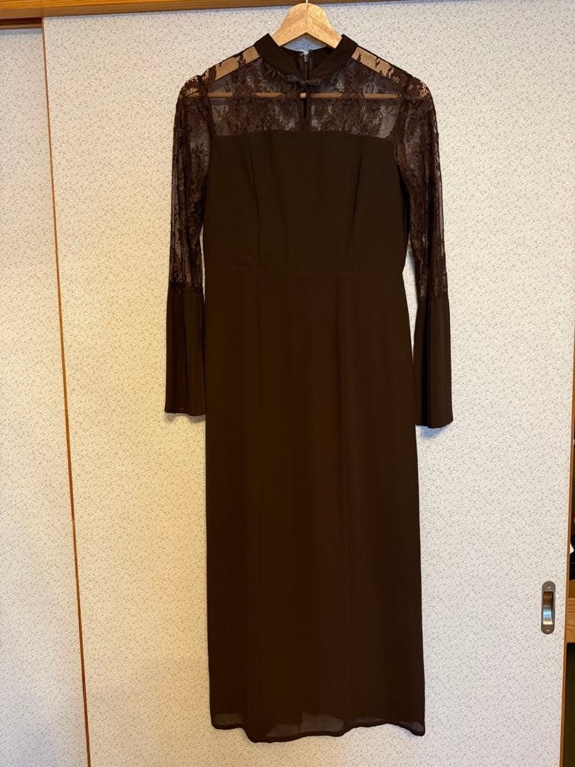 プリーツスリーブレース切り替えチャイナ風ワンピース オケージョンドレス 美品