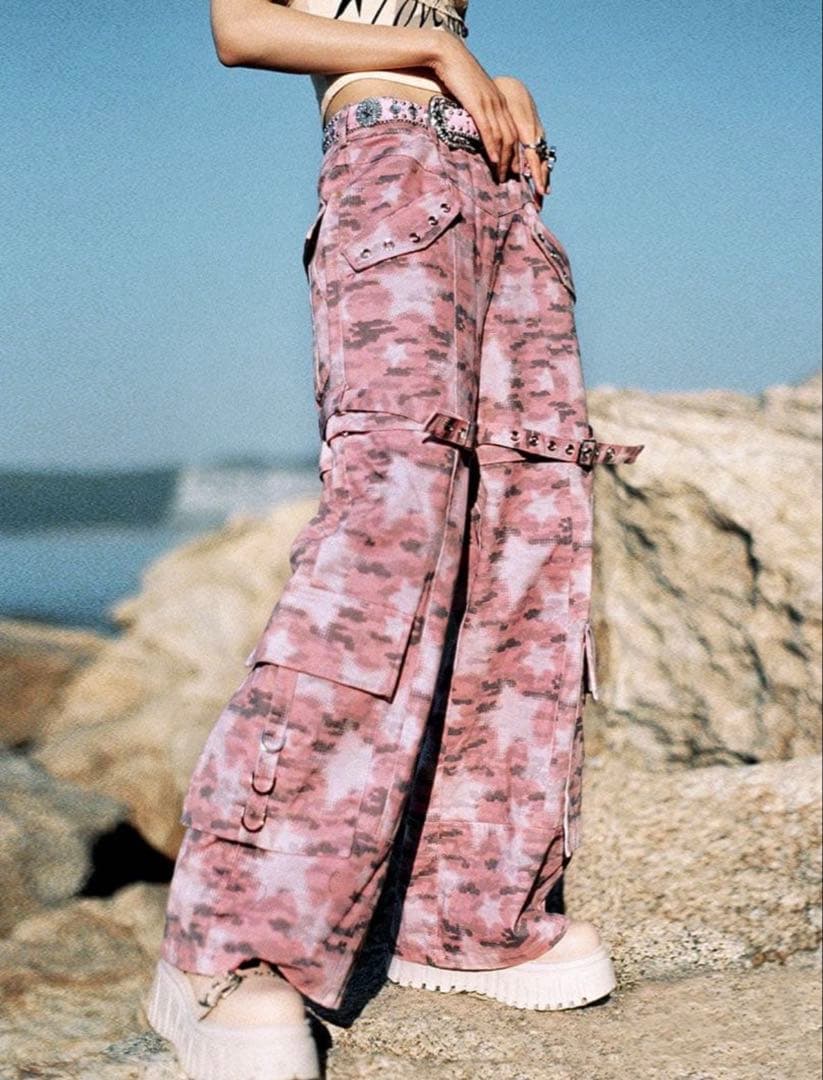 cfierce ARCANA ARCHIVE カーゴパンツ　　迷彩　星　ピンク