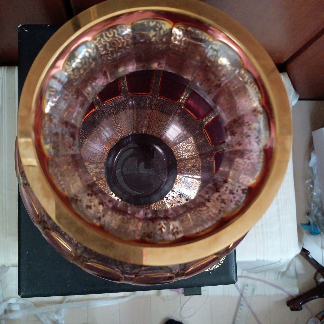 ちかちゃん ボヘミアングラス チェコスロバキア製 豪華花瓶