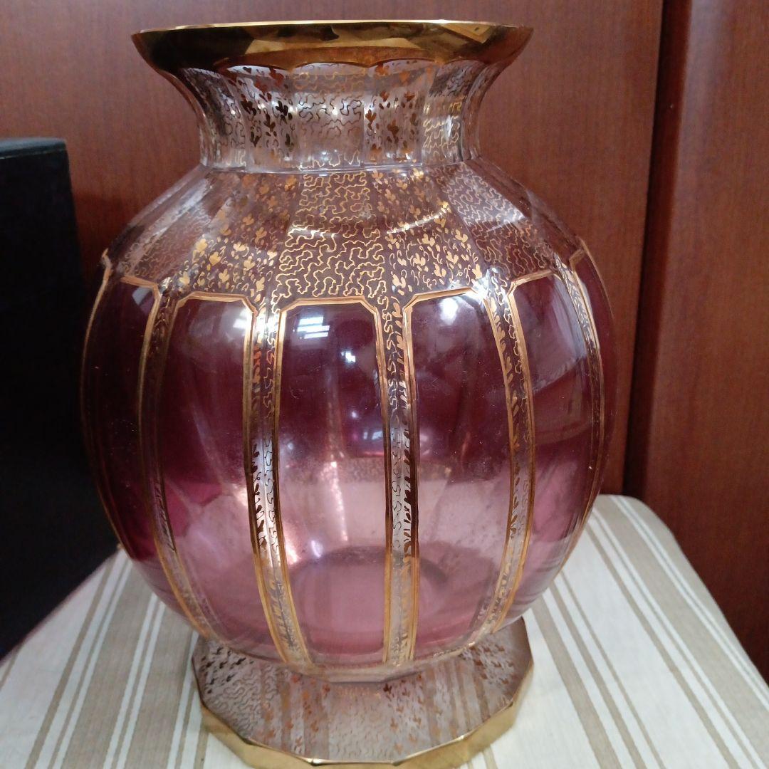 ちかちゃん ボヘミアングラス チェコスロバキア製 豪華花瓶