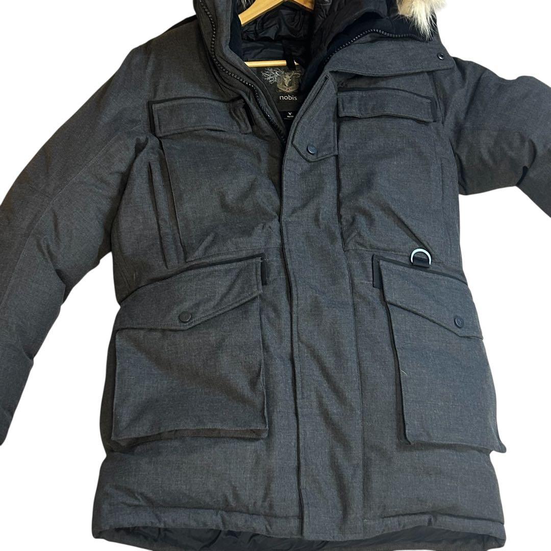 ポンちゃん 新品 ノビス コヨーテファー 肉厚ダウンコート　グレー XS