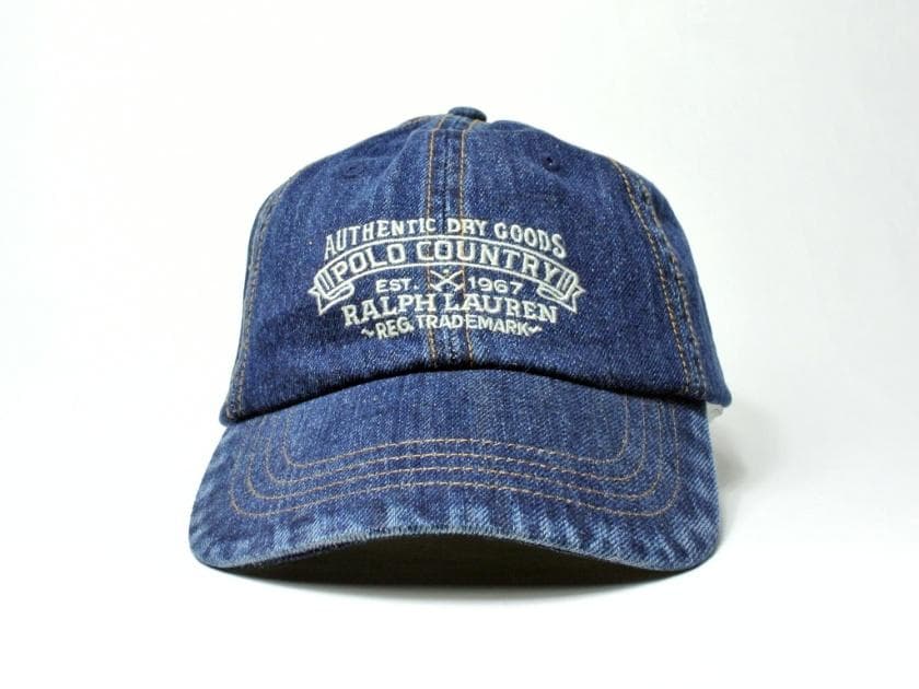 新品【ポロ カントリー】90年代復刻・刺繍デニムベースボールキャップ・本藍染め