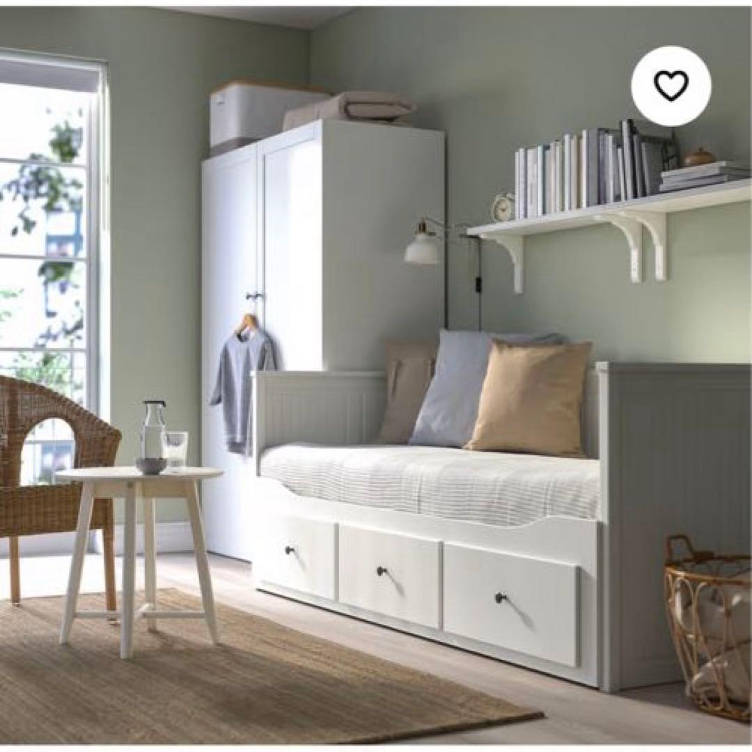 [美品]IKEA HEMNES シングルベッドフレーム ホワイト