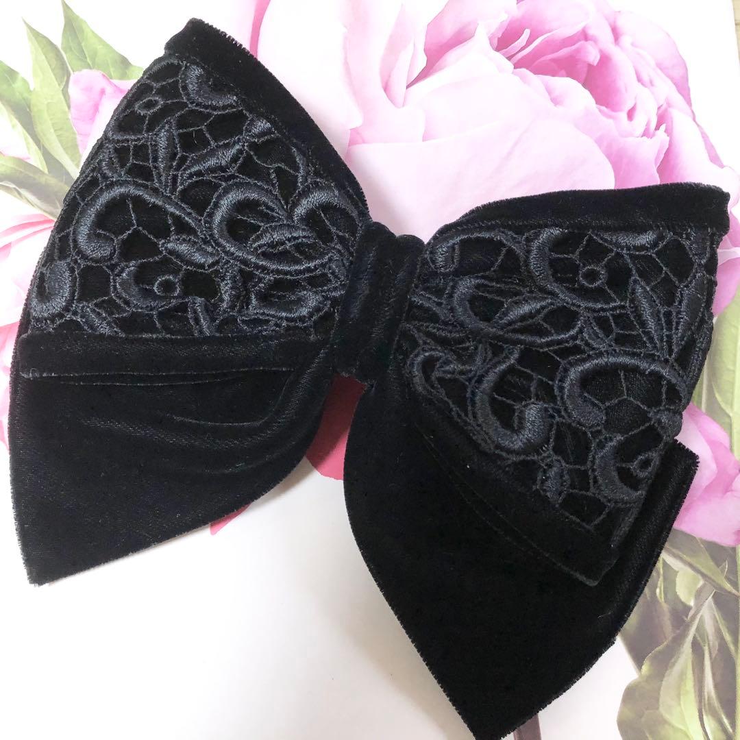 黒いベルベットレースのヘアアクセサリー