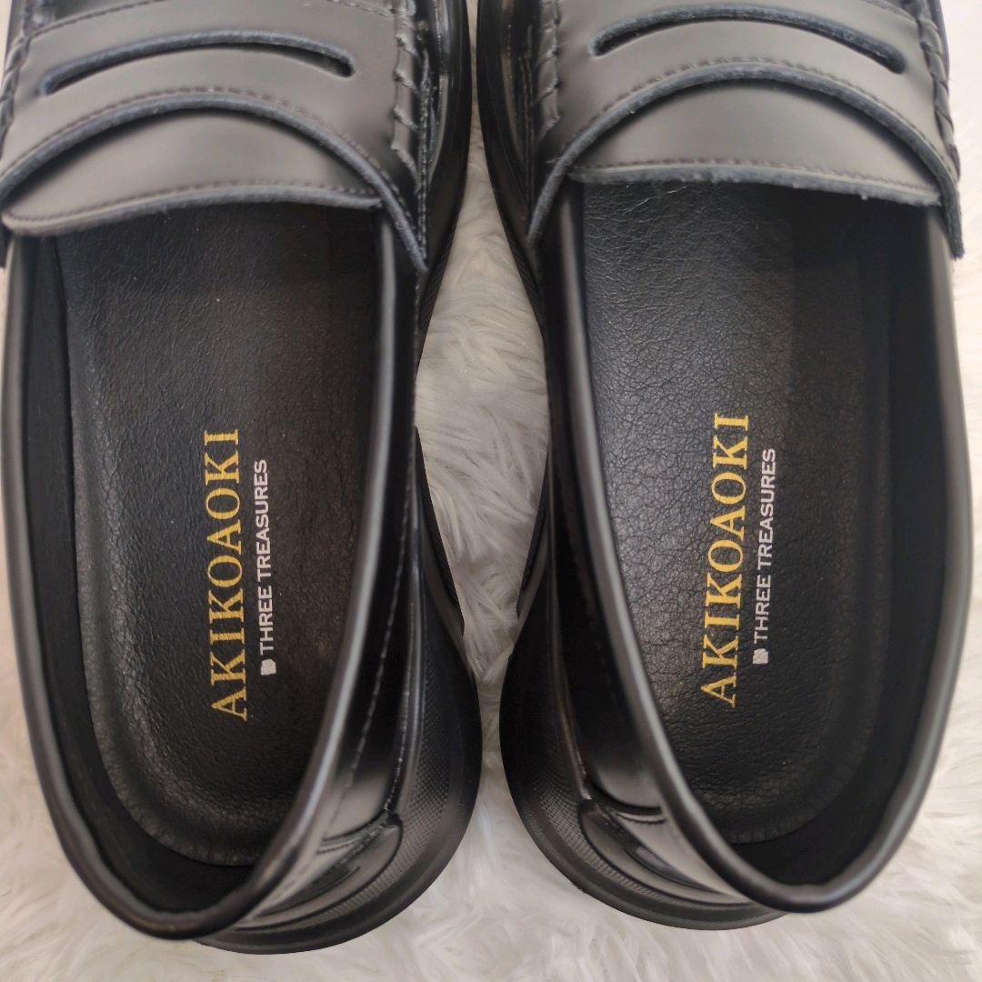 AKIKOAOKI アキコアオキ 厚底ローファー ブラック 黒 本革