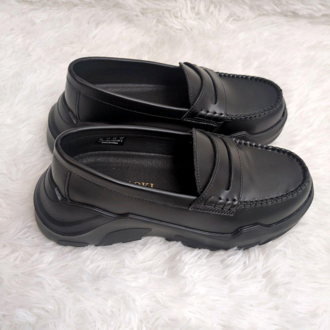 AKIKOAOKI アキコアオキ 厚底ローファー ブラック 黒 本革