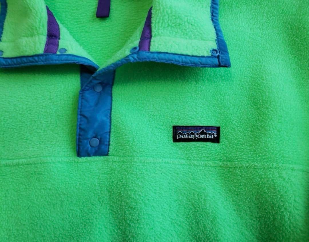 ハ*レ様 【希少・USA製】パタゴニア スナップT フリース S ネオングリーン