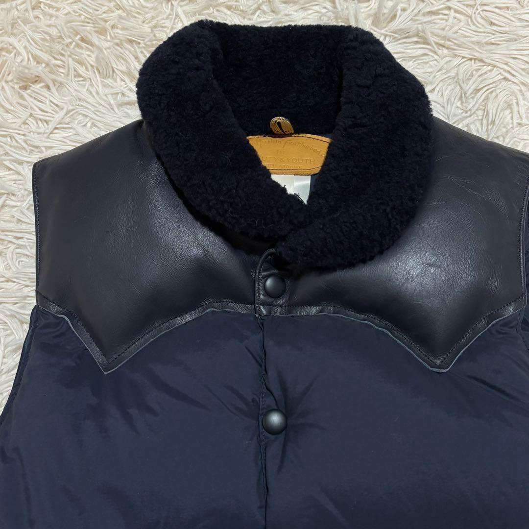 美品 ロッキーマウンテン ユナイテッドアローズ別注 レザーヨーク ダウンベスト