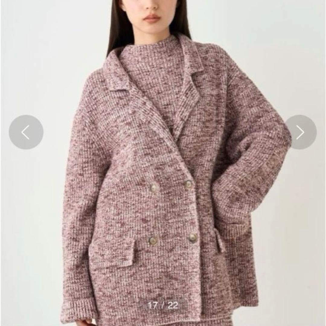 SNIDEL⭕️スナイデル　ニットジャケット　テーラード　ダブル　ピンク　人気完売