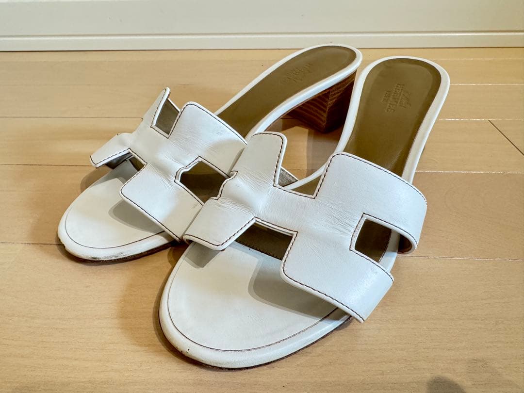【HERMES】 サンダル オアジス白25cm(38) 箱・付属あり