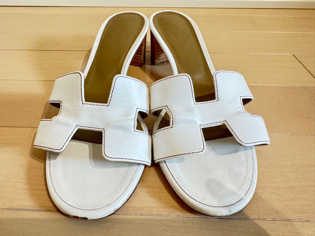 【HERMES】 サンダル オアジス白25cm(38) 箱・付属あり