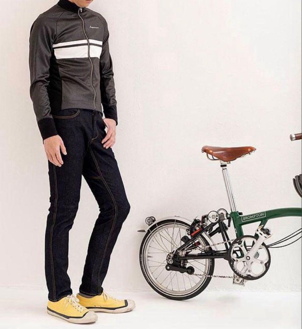 ■新品■　カペルミュール　M　サーモジャケット ボーダー ブラックデニムプリント