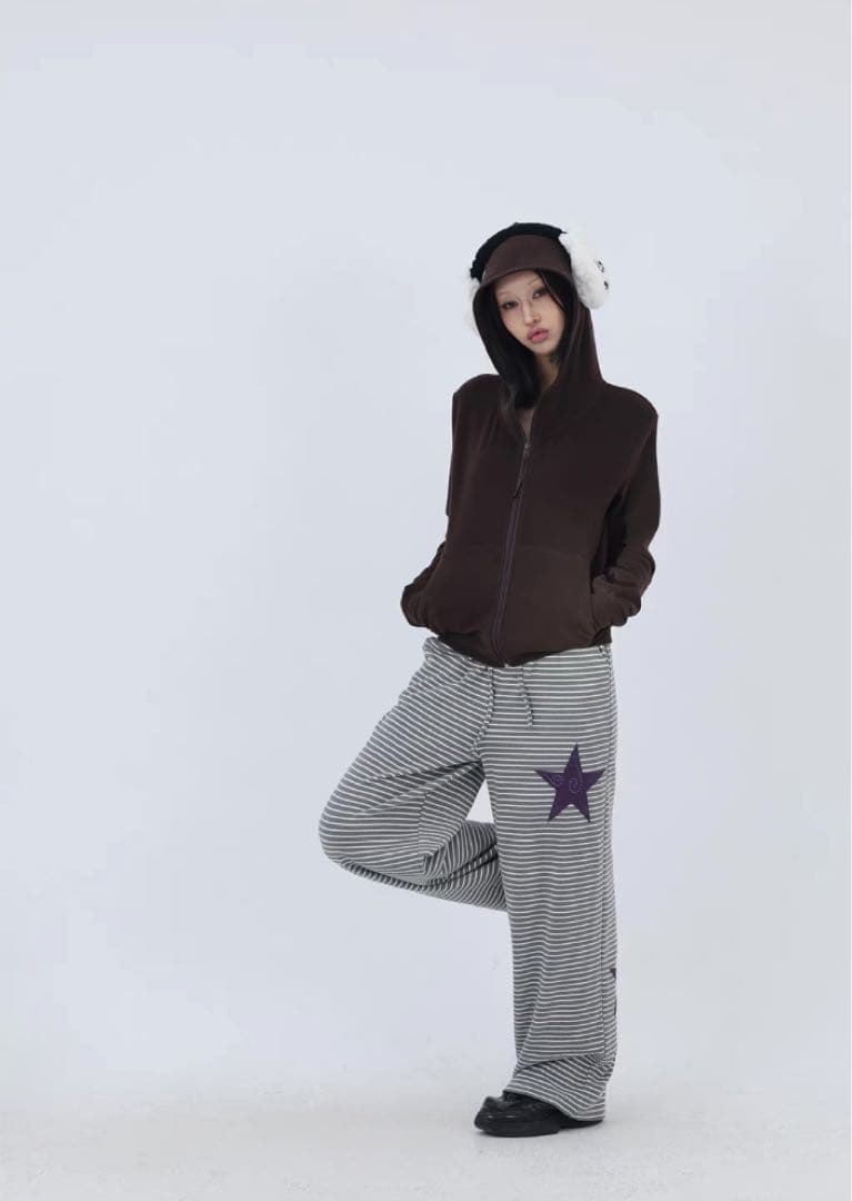 即購可FUZZYKON 星柄　カジュアル　ズボン　綿パン　縞　y2k 00s