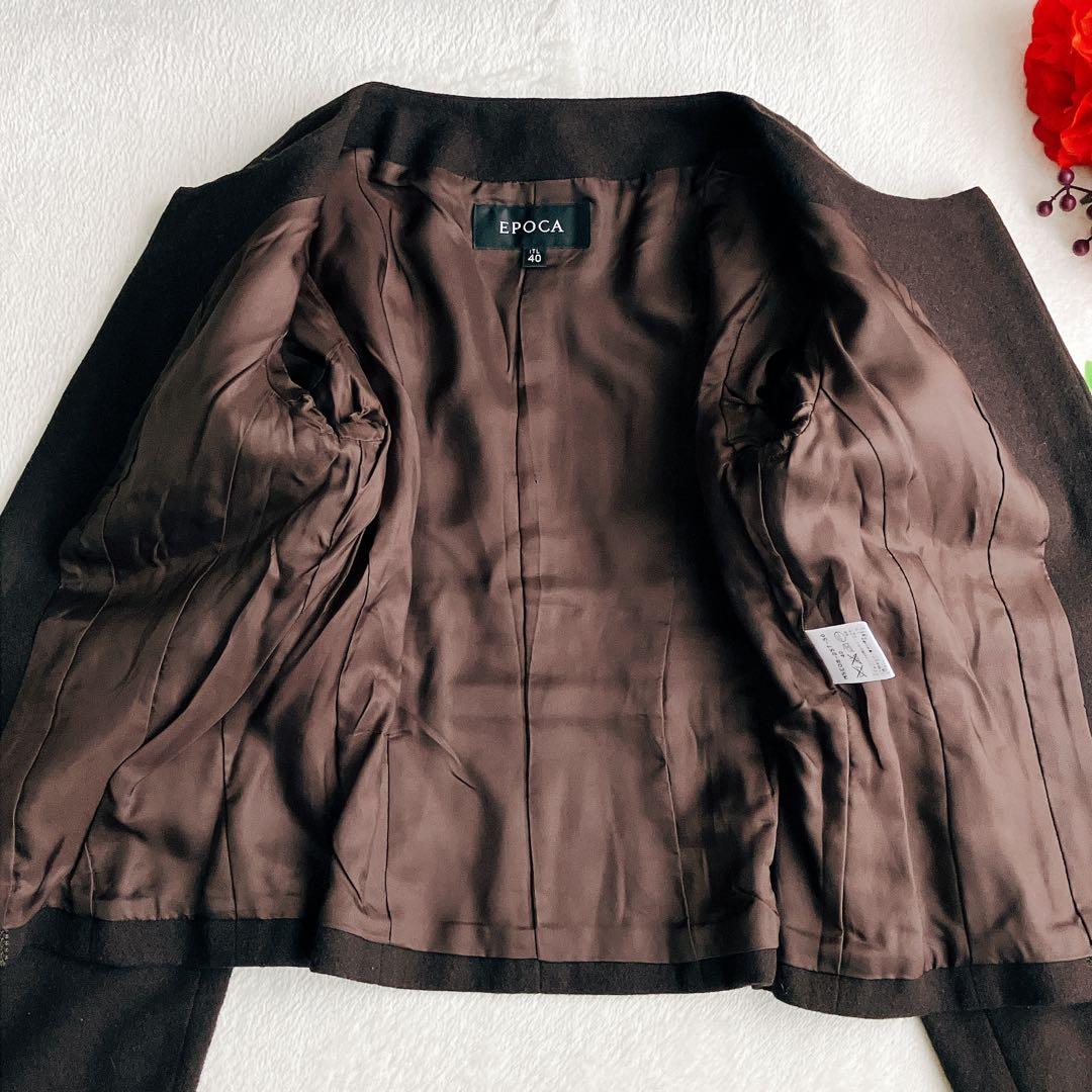 エポカEPOCA★ノーカラー スカートスーツ 金ボタン バックフリル セレモニー