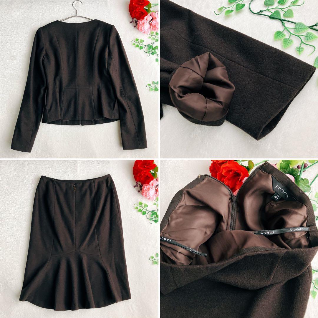 エポカEPOCA★ノーカラー スカートスーツ 金ボタン バックフリル セレモニー