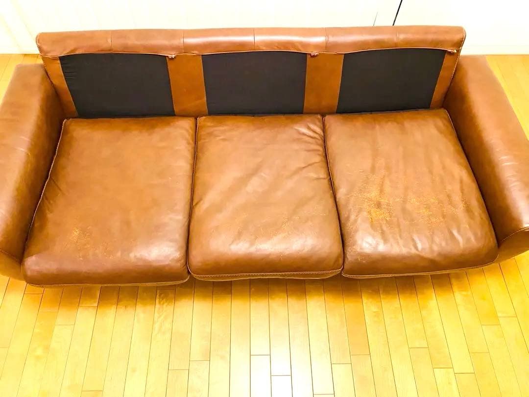 ✨引越し整理品✨【ウニコ】MOLN レザーソファー 3人掛け ダークブラウン