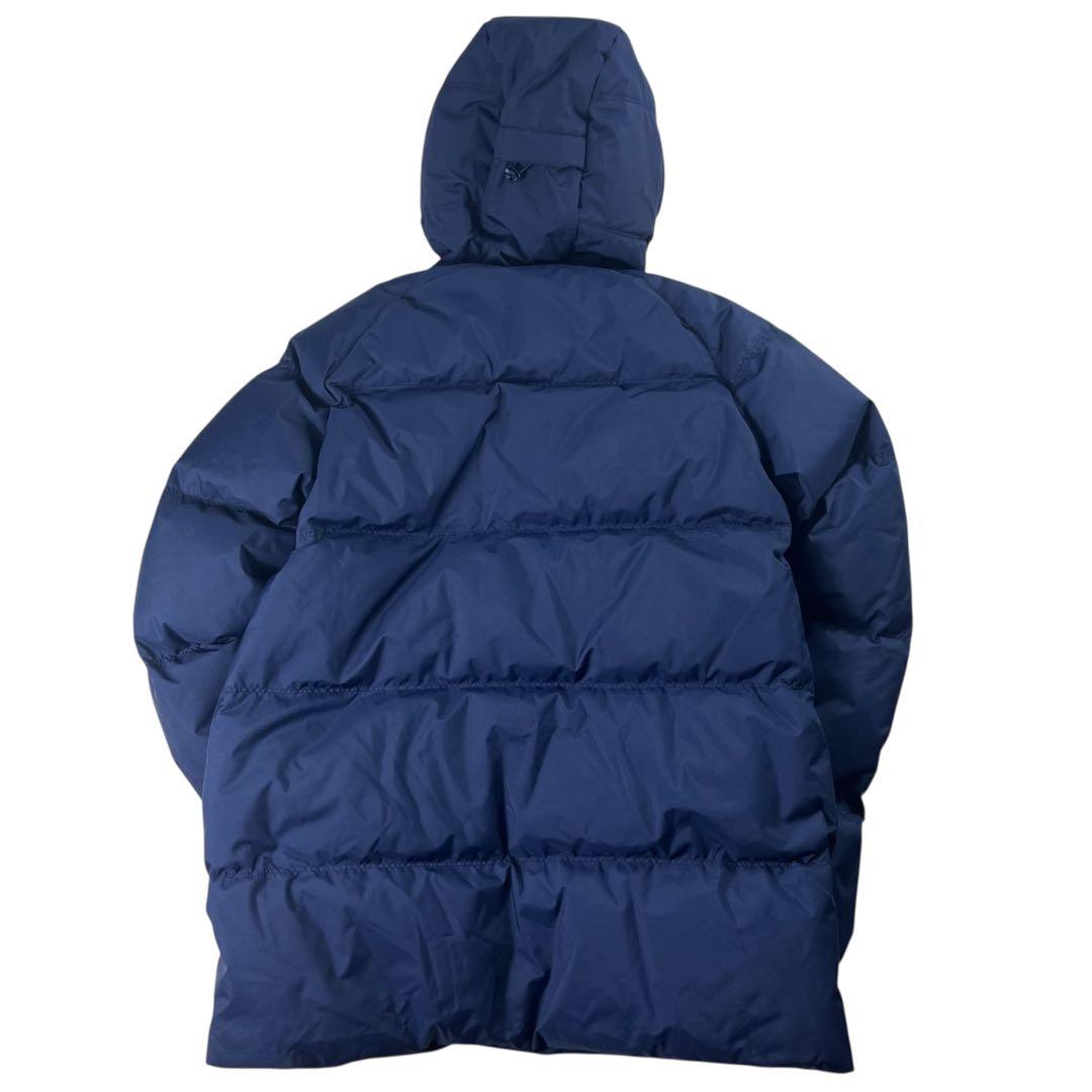 美品 adidas リバーシブル フードダウンジャケット 肉厚 ネイビー ロゴ