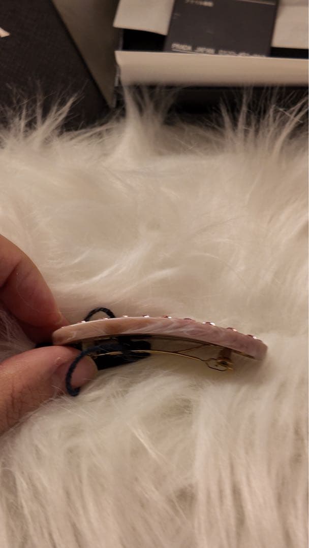 美品【未使用】PRADA ピンク ストーン チャーム　バレッタ　プラダ　正規品
