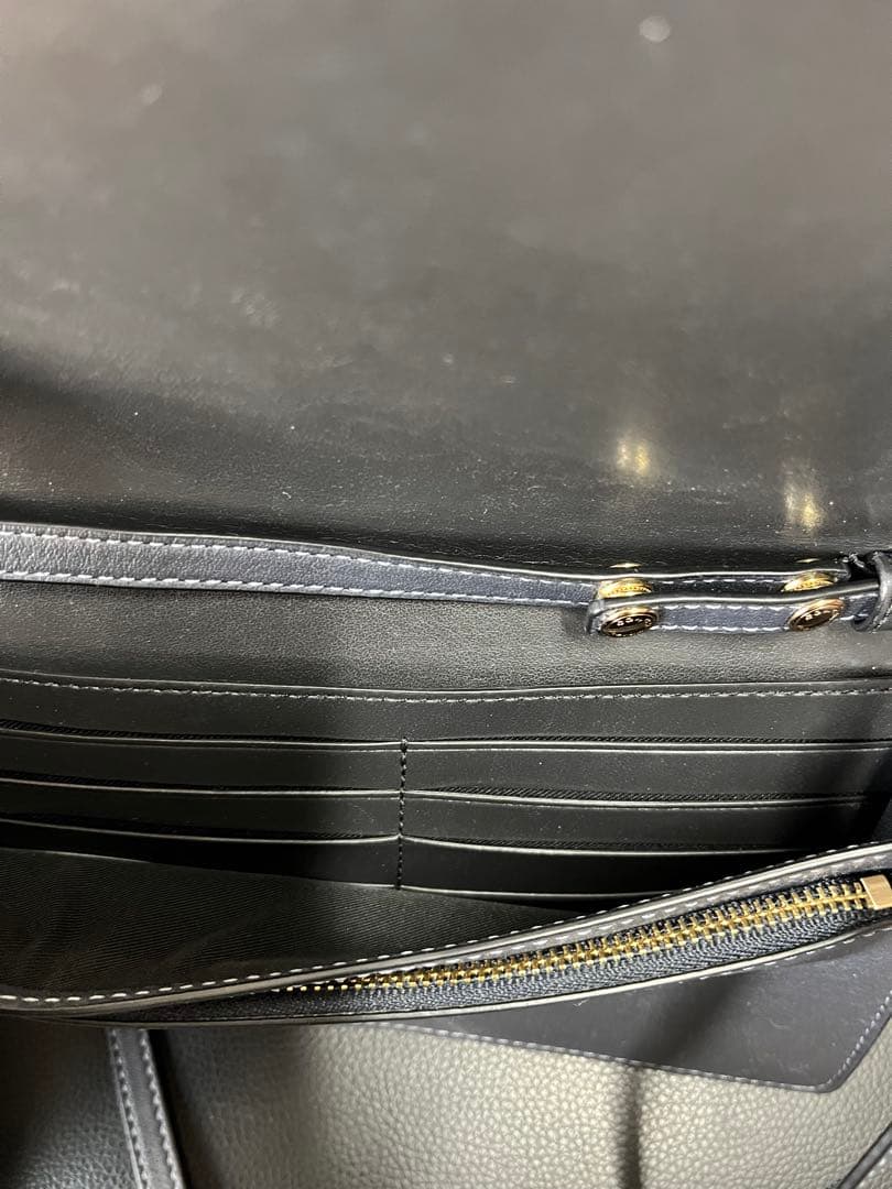 COACH グレー 型押しショルダーバッグ