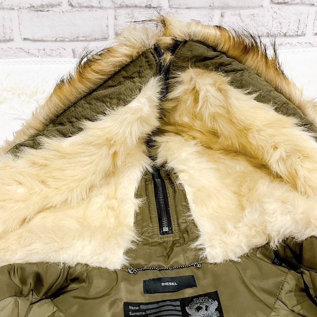 極美品✨　diesel モッズコート　ロング　ファー　カーキ　レディース