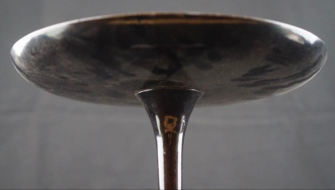 蒔絵　鶴 松紋　丸形黒塗菓子器　共箱　高杯