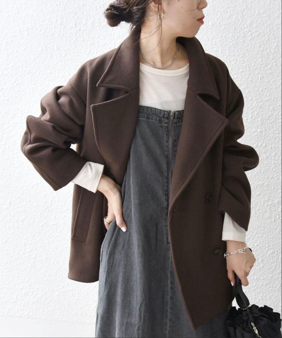 SHIPS any: ウール ミックス コクーン ショート Pコート