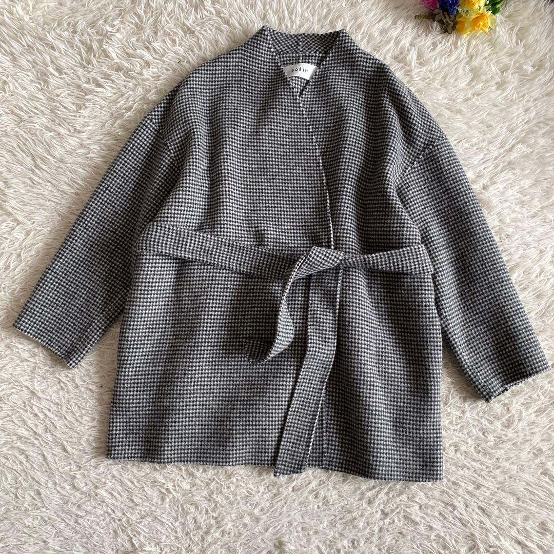 こうぴSOEJU ソージュ ウールリバーミディコート　千鳥