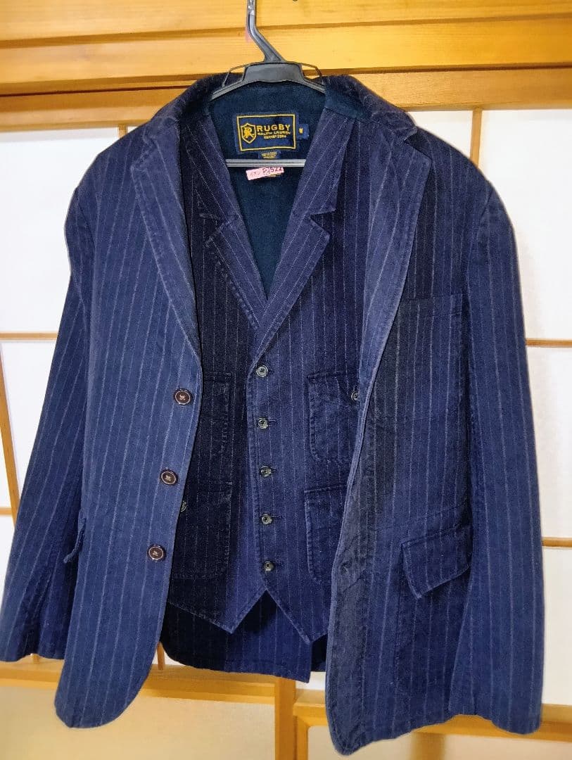 ラルフローレンRUGBY ネイビー ストライプ テーラードジャケットベスト