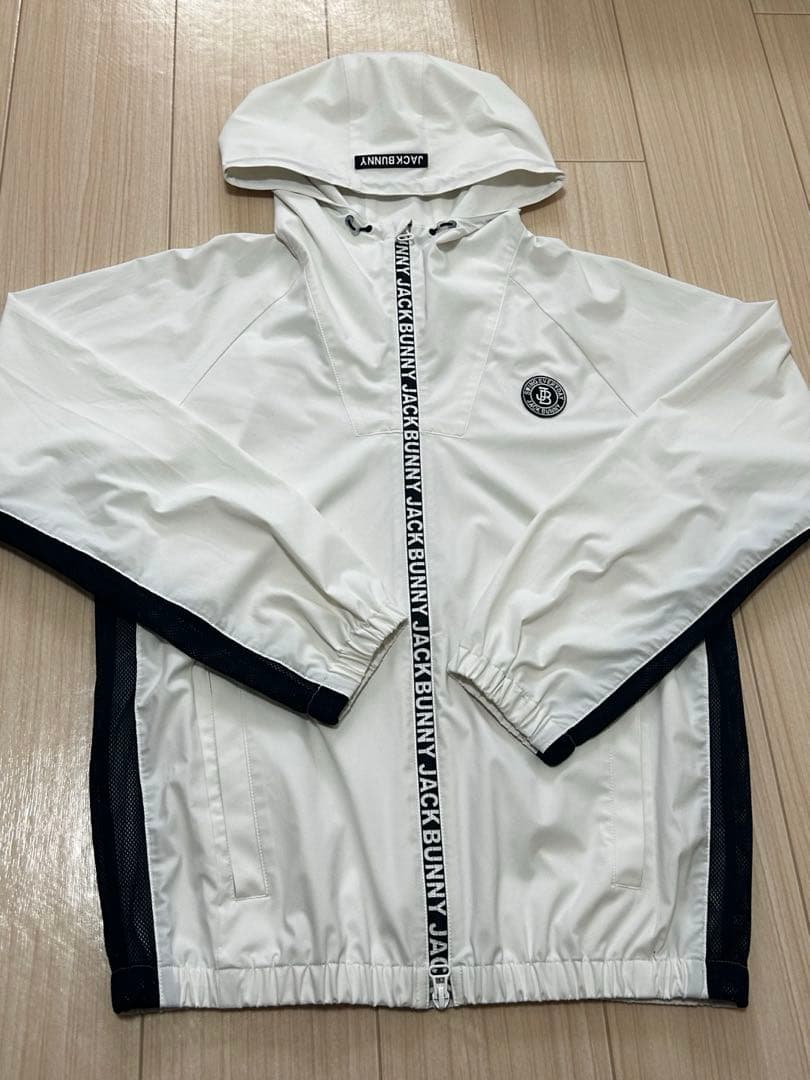 【美品】ジャックバニー ロゴテープ ブルゾン ホワイト サイズ2 レディース L