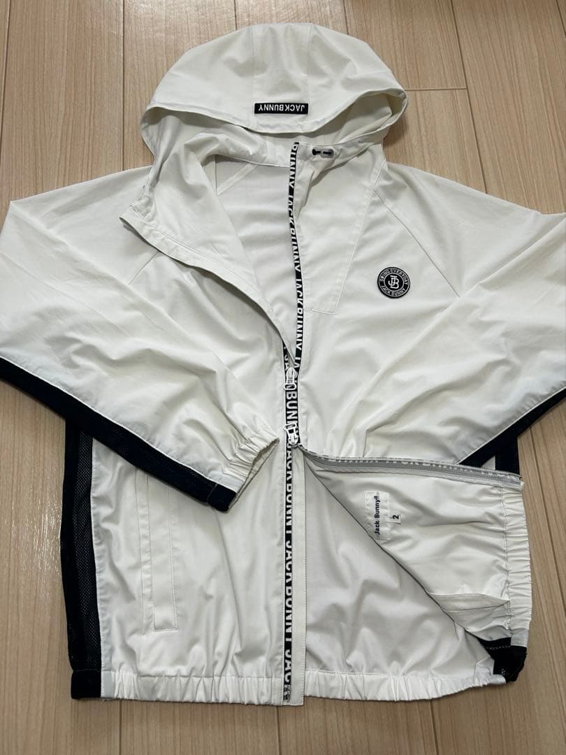 【美品】ジャックバニー ロゴテープ ブルゾン ホワイト サイズ2 レディース L