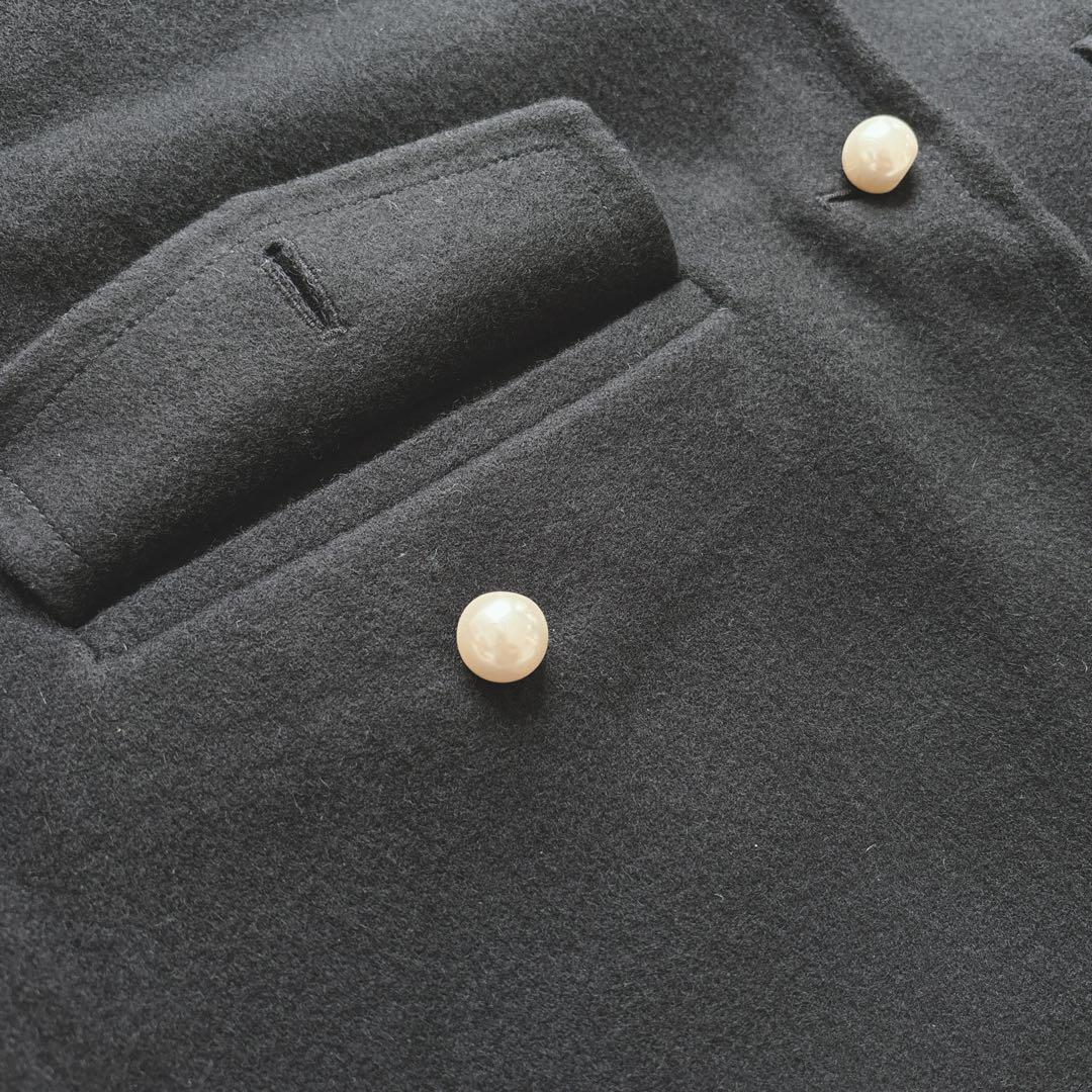SHIPS SUPER140 ジーロンウール パール モチーフ ボタン ジレ 黒